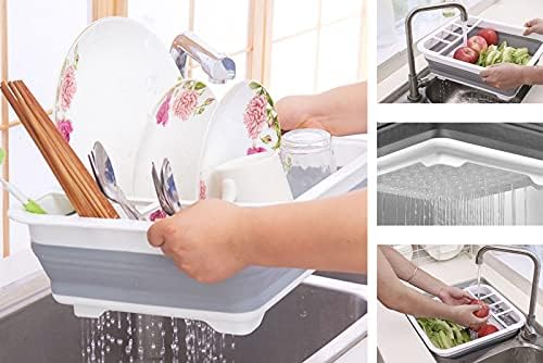 Dish Drying Rack Collapsible Dish Drying Rack Portable Dinnerware Drainer Organizer for Kitchen RV Campers Travel Trailers Space Saving Kitchen Storage Rack Tray Camper Must Haves - Image 3