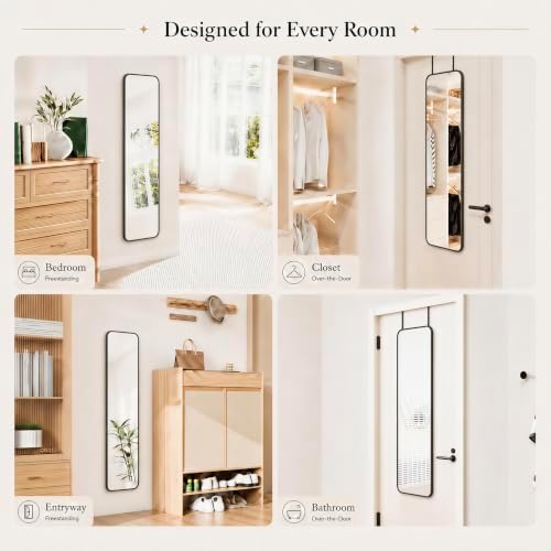 SCWF-GZ 47x14 Full Length Mirror Over the Door,Wall Mounted/Rope Hang Black - Image 3