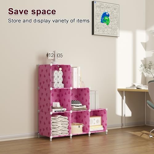 UNKU 6 Cube Storage Organizer, Closet Organizer Storage Shelves,Pink - Image 4