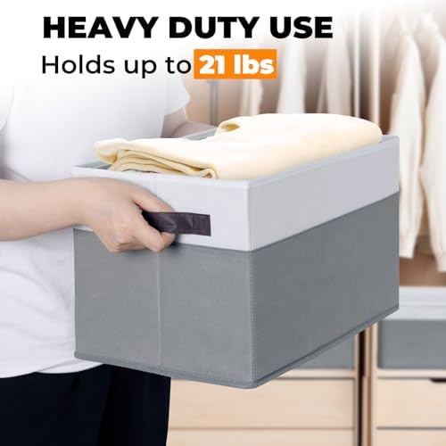 Criusia 8 Pack Closet Storage Bins with Lids - Stackable Storage Baskets for Organizing Clothes Toys Blankets - Odorless for Baby Nursery Organization and Storage Boxes Totes for Bedroom Dorm Room - Image 4