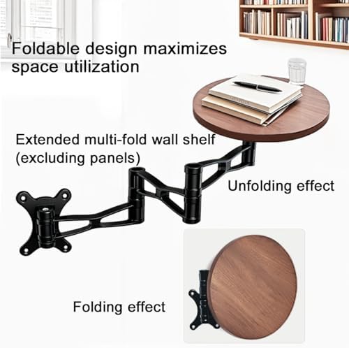 Wall Floating Nightstand Bracket,Foldable,Rotatable,Space Saving - Image 3