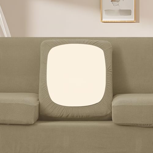 U-NICE HOME 3 Pieces Stretch Couch Cover Sofa Slipcover, Sand - Image 3