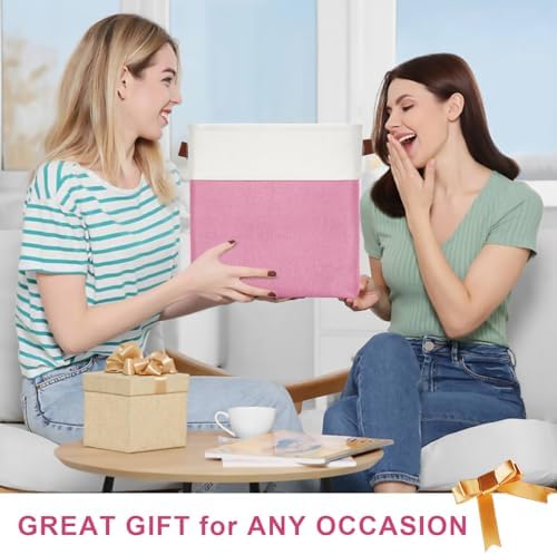 Bagnizer 13x13 Cube Storage Bins, Collapsible Fabric Storage Box, 4 Pack Closet Baskets with Handles for Organizing, Shelf, Toys, Clothes, Home, Office, Nursery (Pink&White) - Image 7