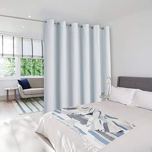 NICETOWN Lower Noise Room Dividers Curtains Screens Partitions, Room Darkening Room Divider for Bookcase, Heavy - Duty Blackout Privacy Curtains (One Piece, 10ft Width x 8ft Length, Greyish White) by NICETOWN