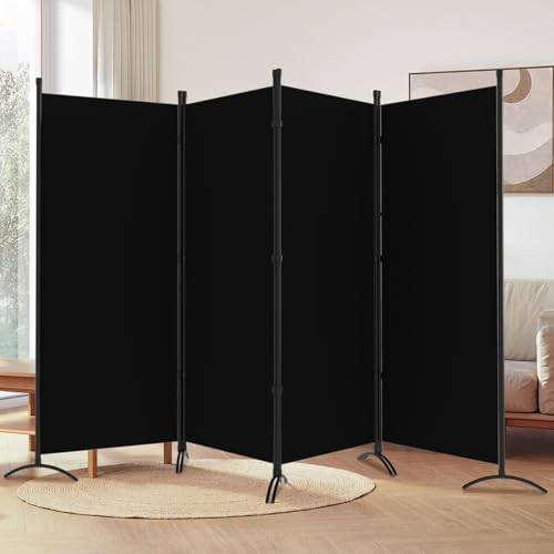 Room Divider, 6FT Tall Folding Partition Room Dividers 4 Panel, Portable and Freestanding Room Divider Screen Wall Divider for Home and Office, Black by gaildon