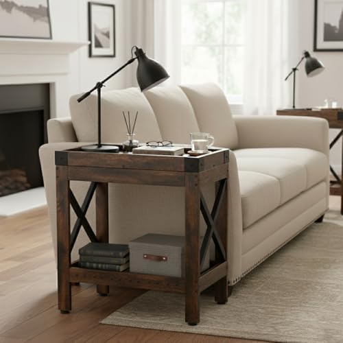 Narrow Side Table, Slim End Table,Sofa Side Table, End Table Nightstand for Bedroom, Living Room, Small Spaces - Image 2