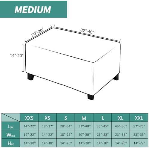 MAXIJIN Velvet Ottoman Cover Rectangular Stretch Square Ottoman Covers Slipcover Rectangle Washable Foot Stool Cover Thick Storage Protector with Elastic Bottom (Ottoman Medium, Dusty Blue) - Image 3