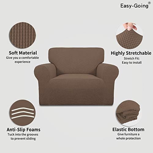 Easy-Going Stretch Oversized Chair Slipcover with Arm Washable Brown - Image 3
