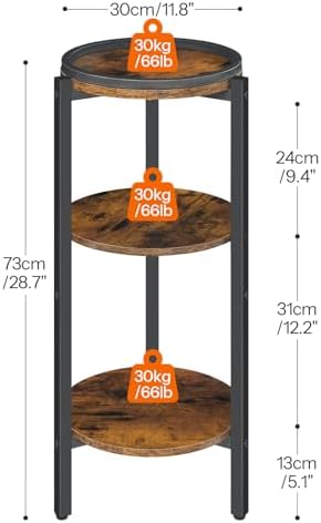 HOOBRO Small Round Side Table, 3-Tier Circle End Table for Small Space - Image 3