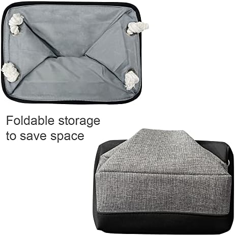 TheWarmHome Storage Basket for Organizing - 14x10x7 inch Medium 3 Pack Collapsible Storage Bin for Shelves with Rope, Fabric Storage Cubes for Organizer Cloth Gift Toy Closet (Black & Grey) - Image 7
