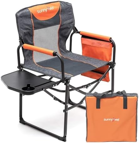 SUNNYFEEL Oversized Camping Chair Portable Directors Chairs with Side Table by SunnyFeelCamping