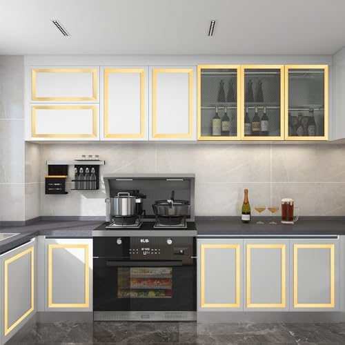 Gold Metalized Brushed Finish Molding Trim, Peel and Stick Strip for Mirror Frame, Wall, Fireplace and Home DIY Decoration (16.4 ft x 1.6 inch) - Image 5
