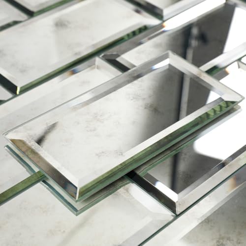 Peel and Stick Mirror Tiles, 3x6 Inch Beveled Mirror Tile Light Antique for Kitchen Bathroom Wall 40 Pcs by Soulscrafts