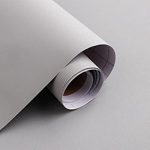 15.7" x 118" Solid Grey Wallpaper Grey Peel and Stick Wallpaper Matte Gray Contact Paper Peel and Stick Wall Paper for Bedroom Self Adhesive Wallpapers for Wallcovering Countertops Wall by Micpolo