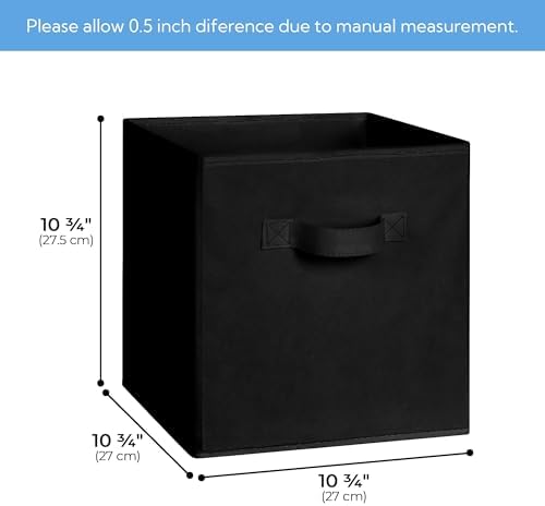 Cupic Cupid 6-Pack 11x11 Cube Storage Organizer, Collapsible Bins, Black - Image 3