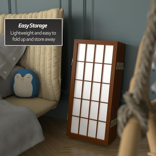 Red Lantern 26.5 in. Short Desktop Window Pane Shoji Screen - Walnut - 8 Panels - Image 5