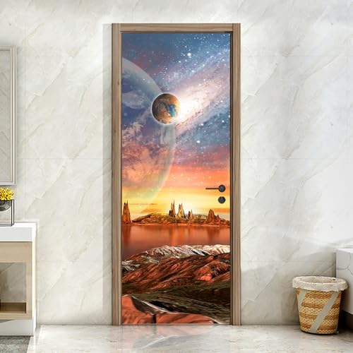 3D Door Stickers Murals Peel and Stick Removable Decals Wallpaper for Home Office Bedroom Living Room Wall Decoration 30.3"W x 78.7"H, SP-F24021 - Image 5