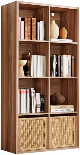 IRONCK 8-Cube Storage Organizer, Reversible Cube Bookshelf, Oak Brown by IRONCK