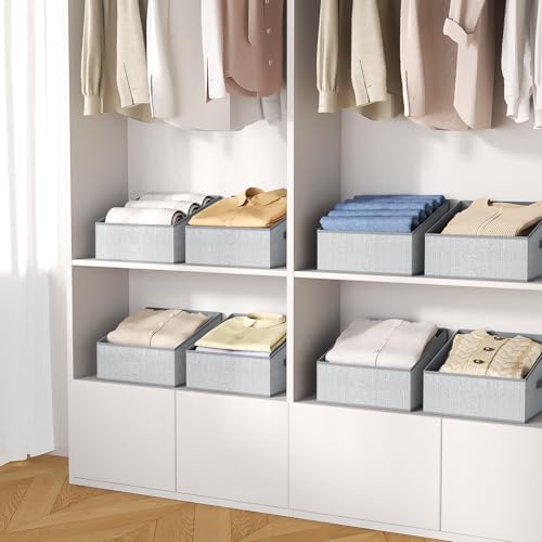 DIMJ Trapezoid Storage Bins, Closet Storage Bins with Handle, Foldable Closet Organizers and Storage Baskets for Toys, Books, Clothes, 8 Packs - Image 6