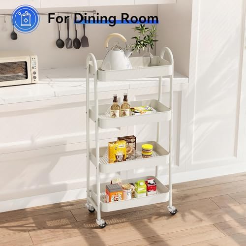 NEWBULIG 4-Tier Metal Rolling Storage Utility Cart with Lockable Wheels - Image 6