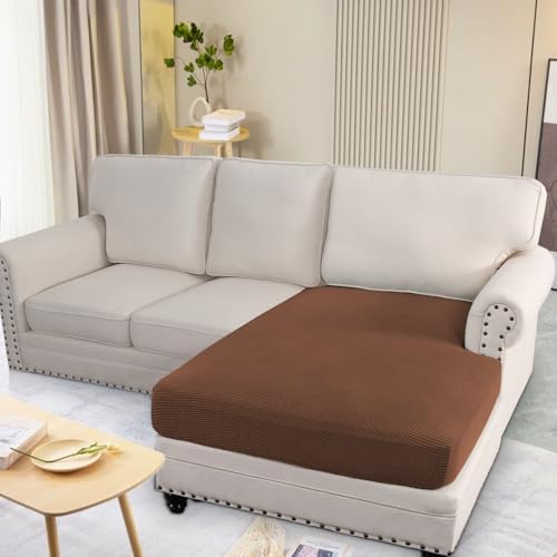 H.VERSAILTEX Super Stretch Individual Chaise Cover Sectional Couch Covers for L Shaped Sofa Both Left/Right Featuring Thick Jacquard Textured Twill Fabric (1 Piece Chaise Cover, Caramel) - Image 2