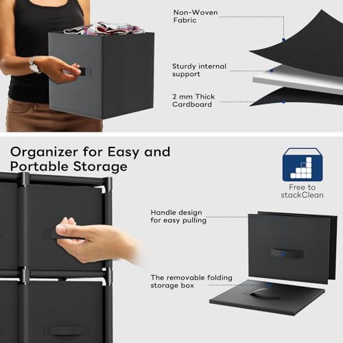 Mavivegue 9 Cube Storage Organizer, Closet Organizers and Storage, Cube Storage Shelf, Easy to Assemble with Storage Drawers, DIY Closet Cube Organizer for Living Room, Bedroom, Dorm Room-Black - Image 3