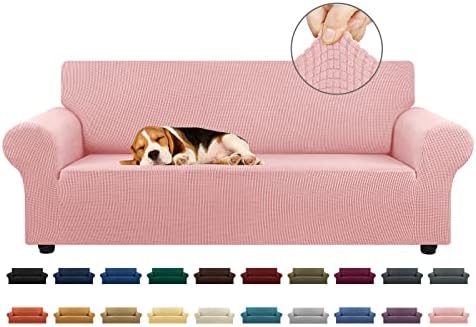 KEKUOU Stretch Couch Covers for Sofa, 3 Cushion Couch Slipcover,Dusty Pink by KEKUOU