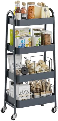 DUMOS 4 Tiers Rolling Utility Cart, Storage Organizer, Shelving Unit by DumosLifestyle