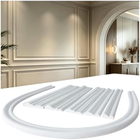 Matte Peel and Stick Flexible Chair Rail Moulding for Walls，DIY Arch Panelling Paintable Decor Wall Panel for Home Decoration & Wall Protection (Width 1.88IN) by MoreconvenientMoldingtrim