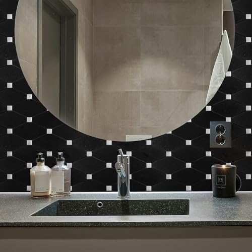 STICKGOO Peel and Stick Backsplash, 10 Sheets Kitchen Mosaic Tile Sticker, Black Brushed Aluminum Composite Panel, Stick on Backsplash for Kitchen, Countertop, Bathroom Vanity - Image 5