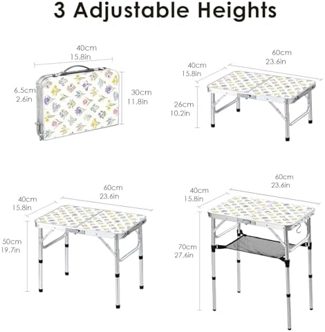 Small Folding Camping Table, 2ft Portable Table, Blossoms - Image 3