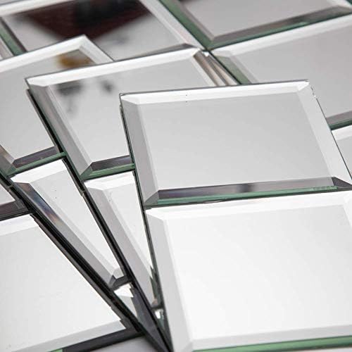 Beveled Mirror Tile, 4x4 Inch Mirror Square Tiles for Kitchen Backsplash Bathroom Shower Wall 46 Pcs, 5 SQ.FT by Soulscrafts