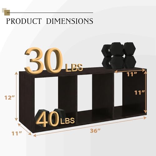 WannabeMyself【Sturdy Build&Easy Assembly】3 Cube Storage Organizer with Anti-Tipping Kits,Reversible Open Back Book Shelf, Bookcase for Living Room,Bedroom,Entrance Hall,Office,12.2×11.4×35.9,Chocolate - Image 2