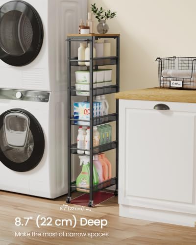 VASAGLE 6-Tier Slim Rolling Storage cart with Wheels, Metal - Image 3