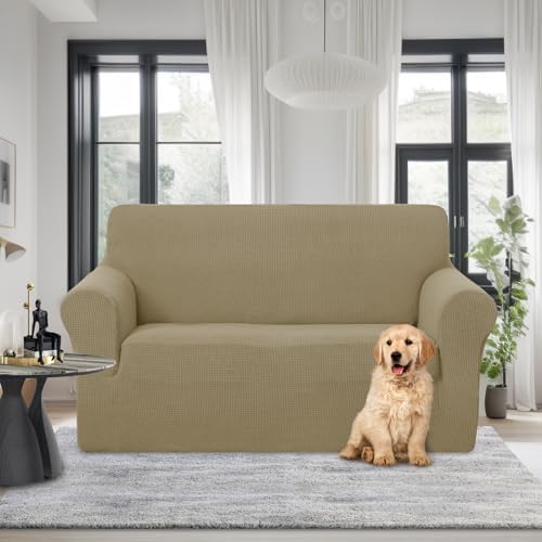 U-NICE HOME Loveseat Cover Stretch Couch Cover Sofa Slipcover, Sand - Image 2