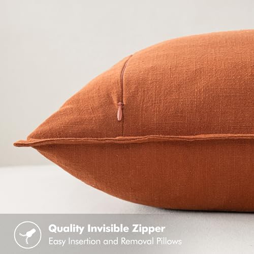 MIULEE Decorative Linen Euro Sham Pillow Covers 26x26 Rust - Image 3