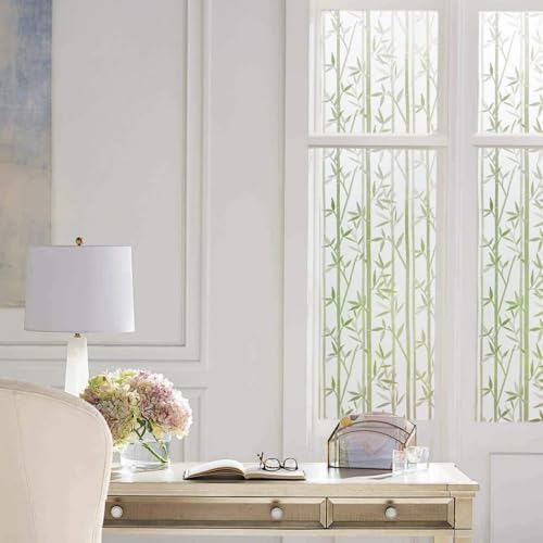 Finnez Bamboo Window Privacy Film, Frosted Decorative Pattern 23.6" x 157.4" - Image 3