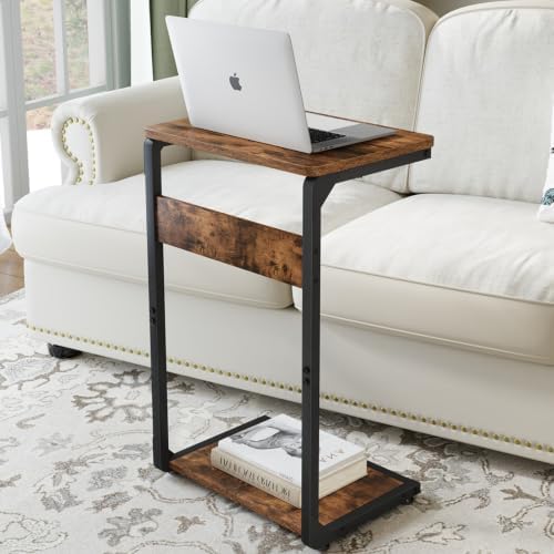 Wooden Pedestal Dinner TV Tray Table for Eating Couch End Tables ET-YB-BRW1 - Image 6