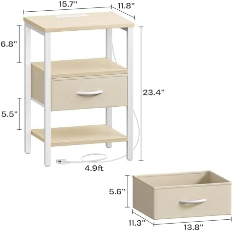 SUPERJARE Nightstand with Charging Station, USB-C Port, Bedside Table - Image 3