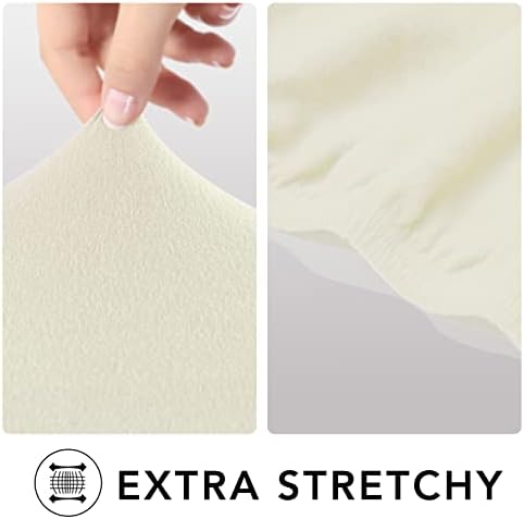PureFit Super Stretch Chair Covers Fleece Couch Covers for Sofa Ivory - Image 3