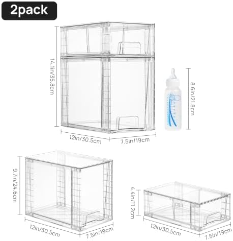 Vtopmart Clear Stackable Storage Drawers, 8 Pack Tall Organizer Set - Image 2