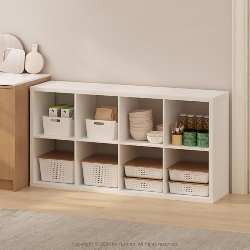 Furinno HERMITE Kitchen Island, 8-Cube Coffee Bar, Extra Thick Kitchen Storage, Bakers Rack, for Pantry Organizers and Storage, Kitchen Organization, White - Image 6
