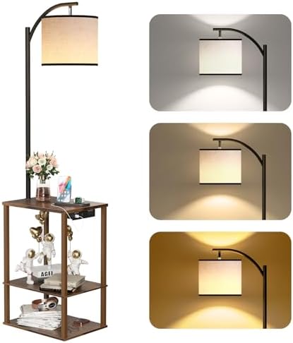 SUNMORY Floor Lamp with Table Shelves, End Side Table for Living Room by SUNMORY