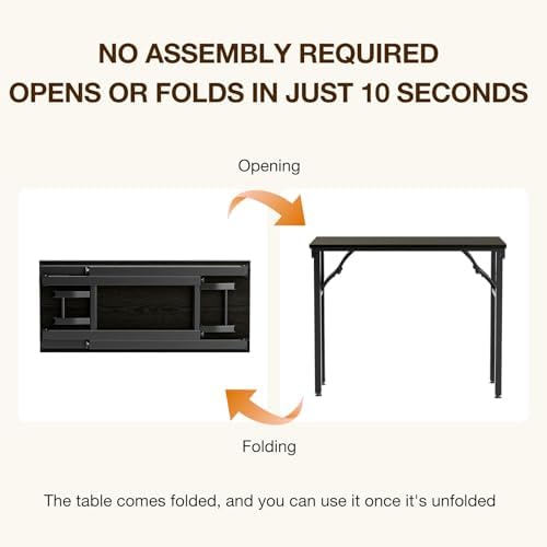 TEMI Small Computer Desk Folding Table - 35.8" Foldable Office Desk, No Assembly, Perfect for Small Spaces in Bedroom, or Apartment, Portable Mini Desk or Study Table Compact Design, Dark Oak - Image 4