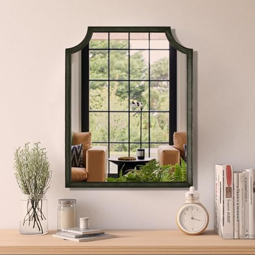 WallBeyond Scalloped Wood Mirror for Wall Decor 16x20 Inch Black Small Bathroom Vanity Rectangle Mirror for Hallway Bedroom Living Room(Black) - Image 3