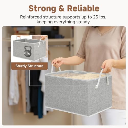 StorageWorks Storage Bins with Rope Handles, Gray, Extra Large, 3-Pack - Image 4