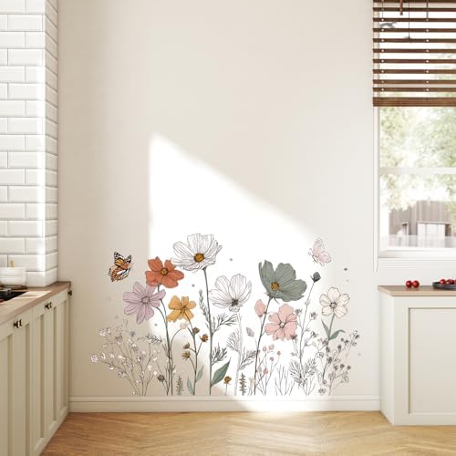ANNA QUEEN Botanical Flower Wall Decals Peel and Stick, Minimalist Wildflower Wall Stickers, Floral Wall Decor Removable Vinyl Wall Art for Bedroom Living Room Home Decor - Image 7