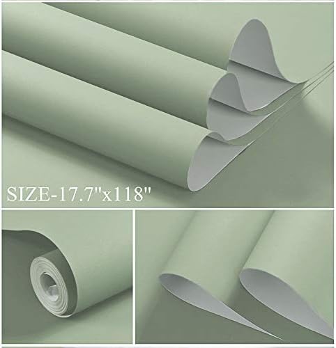 Dimoon 236''x17.7'' Green Peel and Stick Wallpaper Contact Paper Modern Self Adhesive Wall Paper Removable Renter Friendly Textured Solid Color Shelf Cabinet Vinyl Roll (236''x17.7'',Palegreen) - Image 2