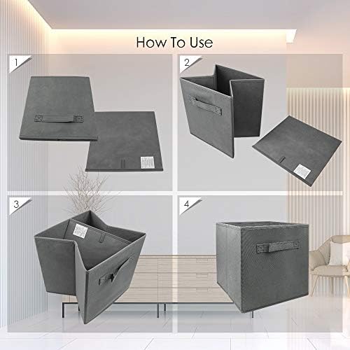 EBIGIC Storage Cubes Collapsible fabric Storage bins,cube storage organizer 10.5 * 10.5 * 11 inch,For home and office Collapsible Closet Shelf Organizers, Drawer Organizers(Grey) - Image 4