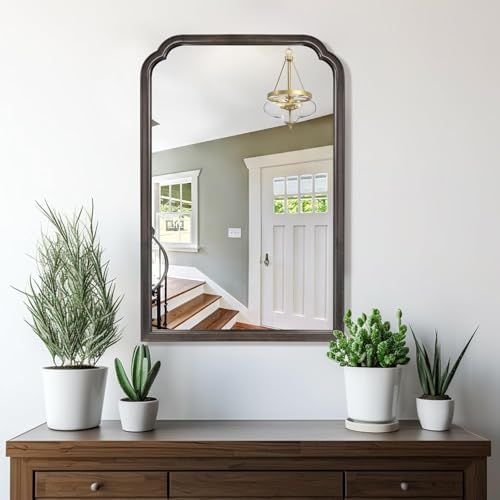 WallBeyond Wood Bathroom Mirrors for Wall Mounted, 20" x 30" Rustic Wood Frame Wall Mirrors Decorative for Living Room or Bedroom Vanity Mirror (Black) - Image 2